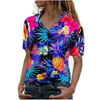 Cvijeće Xiuh napušta bluza ananasfple Funky majica prednje ploče Ženske havajske košulje modne vrhove