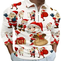 Glookwis muns majice s dugim rukavima polo majica Božićni vrhovi Xmas atletic pulover rever izrez TEE