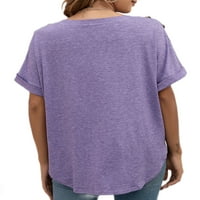 Majica Rejlun za žene Čvrsta boja kratkih rukava majica modna tunika bluza labava plaža ljetne vrhove