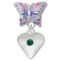 Veliki zeleni rođendan kristalni srce - leptir šarm perle