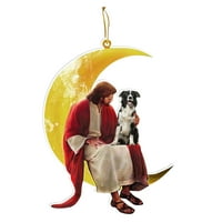 Clearsance Božićne životinje koje sjede na privjesku, božićni ukrasi na otvorenom Drveni božićni ukrasi