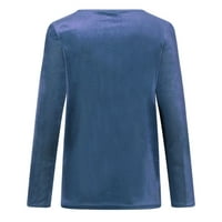 Žene plus veličina Top klirence moda Ženska rukav s dugim rukavima s dugim rukavima Rolbacks bluza Blue