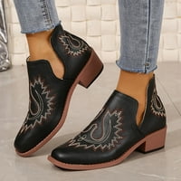 -Pace za žene čizme Vintage Western Cowgirl Boots vezene gležnjače za pokretanje retro Chunky cipele