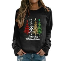 Ženski pulover vrhovi za svakodnevno vesele božićne snježne pahulje Ispiši Oključni izrez Fit pulover