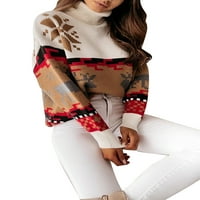 Vitmona božićna ženska turtleneck cvrkutani džemper s dugim rukavima