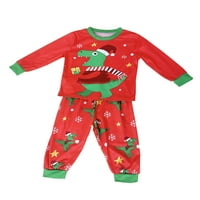 Hirigin Božićna porodica Podudaranje pidžama Set Xmas Dinosaur Print PJS odijelo dugih rukava majica