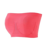 Qcmgmg grudnjaci bez naramenice za žene Push up Bandeaus Bespremljena čvrsta majica Bra Hot Pink XL