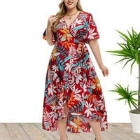 Oalirro cvjetna haljina za žene Ljetne haljine Ženska nova kratka rukava modna haljina za ispis kratkih