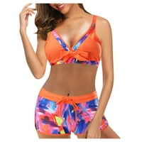 Entyinea ženski kupaći kosujt Tummy Control bikini Ispis kupaćih odijela s kravatom narančastom xxl