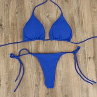 Žene plus donje rublje bez rukava, ljetne zimske žene Ljetni sportski kupaći kostim bikini plavi s