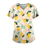 Ljetna bluza Ženska kratka rukava s kratkim rukavima Pločice za tisak Pocket The Top Ladies Top Yellow