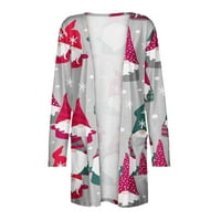 Sivi kardigan za žene Dressy ženski modni ispisani kaput s dugim rukavima Kardigan labavi povremeni bluza