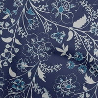 Onuone pamuk poplin tamnoplava tkanina jakobuan cvjetna diy odjeća za prekrivanje tkanine tiskane tkanine