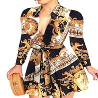 LUMENTO WOGE LEGHLE LEALLE LEAL DUME T-majice Dress Vintage Party V-izrez Kratka ljuljačka haljina