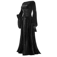Haljine renesansne haljine za žene haljine gotičke haljine Vintage čipkajte haljinu A-crni medij