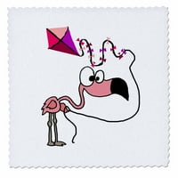3drose smiješno slatko ružičasti flamingo ptica leteći crtani film - kvadrat