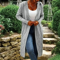 TOQOT WOMENS COMFY Knit kapuljač Ležerne prilike dugih rukava dugim džemper-dugački džemper siva veličina
