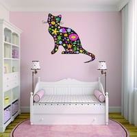 Zidni naljepnica: šareni dizajn zvijezda cvijeća mačka