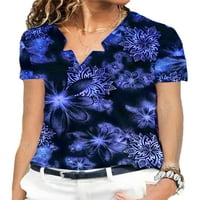 Grianlook Women The TEE V izrez Majica Kratki rukav Majica Ladies Casual Tunic Bluza Labavi cvjetni
