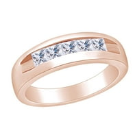 Očev dan poklon 1. Carat Princess rezan bijeli prirodni dijamant pet kamenih muških vjenčanih prstena