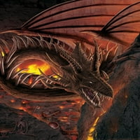 Laminirani Hellfire Dragon Fire plamen Vincent Hie Art Print Poster za sušenje Erase Znak 24x36