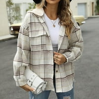SoftMallow jakne za žene, modne ženske casual gumbi napisane jakna s dugim rukavima s kapuljačom s kapuljačom