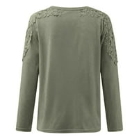 Ženske čipke šuplje vrhovi padaju hladne majice s dugim rukavima Crewneck bluze casual labavo pulover