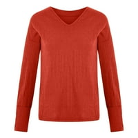Džemper od kornjača Bnwani za žene V izrez dugih rukava vrhunske elegantne solidne boje narančasti džemperi