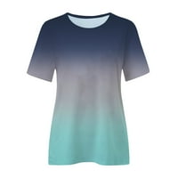 Miayilima Navy XXL košulje za žene Dnevno ljetno gradijentni ispis o vratnim vrhovima kratkih rukava