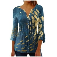 Olyvenn ženske tuničke peplum majice modne tipke V-izrez Tees rukava bluza Stilske ribe Grafički pulover