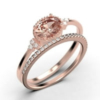 Prekrasna umjetnost nouvea 1. Karat ovalni rez morgatit i dijamantski morgan zaručni prsten, svady morganit