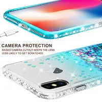 Apple iPhone XS MA Case Glitter Bling Tekućina Plutajući QuickSand Sparkle sa [kaljeno staklo] Shock