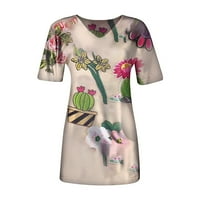 Bluze za žene Ženska modna casual plus veličine Scenic Cvijeće Štampanje okruglih vrata majice TOPS