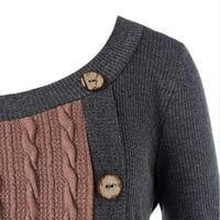 Plus veličine džemperi za žene O-izrez dugih rukava čvrstog botona Pachwork asimetrični vrhovi džemper