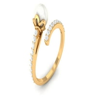Minimalni prsten za omota sa slatkovodnim biserom i dijamantima za žene, 14k žuto zlato, SAD 6,50