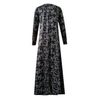 Ljetne haljine za žene -Kazualni boho visoki struk cvjetni print okrugli vrat Svečana maxi haljina crna