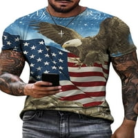 Cindysus Muške tanke životinjske tiskane majice Muškarci Moda Basic Tee Hawk Holiday US Zastava Američka