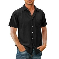Ljeto Muška Ležerna majica s kratkim rukavima Slim Fit Retro Majica u stilu Men Black XXL