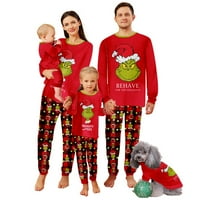 Božić Grinch Božićne pidžame za porodičnu podudaranje PJS set Slatko tiskano Top + Grinch Hlače za spavanje,