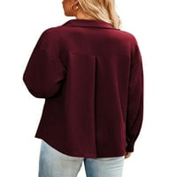 Ženske majice luxplum dugih rukava LEAL CAT BLUSE PLAIND Tunika majica uredskog vina crvena XL