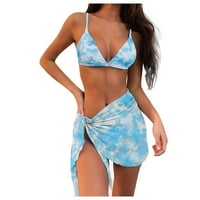 Ženski kupaći kostim Split High Squik Tie-dye Ispiši trodijelni stil suknje MESH bikini