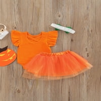 Calsunbaby Toddler Baby Girls Halloween Odeća za odjeću Fly rukave Ruffle Ramper Tops + Sequin kratka