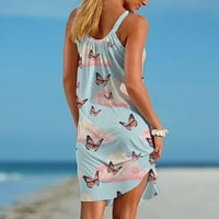 Ženske ljetne haljine bez rukava casual haljina s ljuljanjem mini haljina za plažu