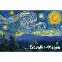 Dekorativni čaj ručnik, pregača Corvallis, Oregon, Zvjezdana noć, uniseks, podesiv, organski pamuk
