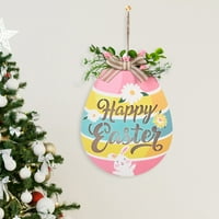 Mildsown sretan Uskrsni ukras vrata, osvjetljavanje Uskršnjeg jajeta viseći znak sa zečevim uzorkom