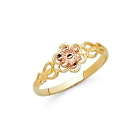 Jewels 14k Bijelo i žuto zlato Dva tonska modna godišnjica Cvjetni prsten veličine 5,5