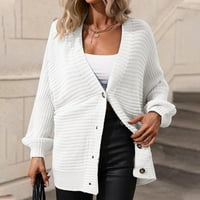 Zunfeo džemperi za žene - dugih rukava čvrstog jednostavnog udobnog pletenog džemper V izrez za slobodno