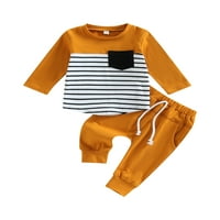 Coduop Toddler Baby Boy Outfit Dugi rukav Stripe majica TEE