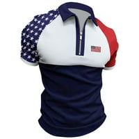 Muški polo majice Muški mišić isključuju ovratnik američka zastava za ispis patriotske majice Slim Fit