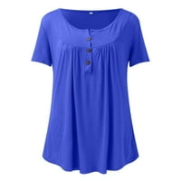 Koaiezne Women Plus veličine Gradijent tiskani V izrez kratkih rukava T Dugme pulover vrhove zaslona Bluze Žene vrhovi ljetne haljine za žene